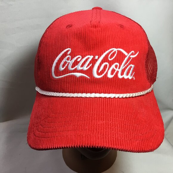 NEW Coca -Cola Hat Cap Red White Rope Snapback Adjustable Corduroy OSFM NWT - Picture 1 of 8